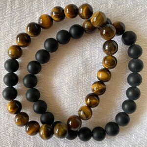 Tigers Eye and Onyx Bracelets